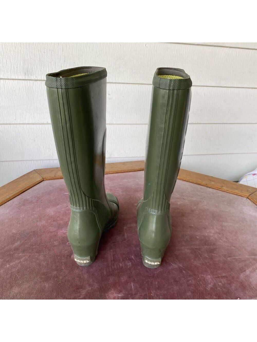 Sorel Tall Rubber Boots Wedge Size 7 Green Womens NL 2527-383 - Picture 5 of 8